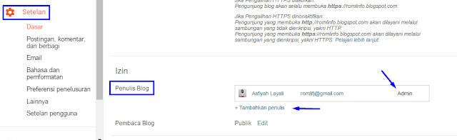 Cara Mudah Menambah dan Mengganti Admin Blogspot
