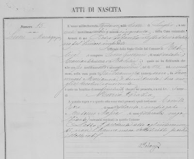 My surprise great aunt Maria Grazia Leone's 1889 birth record.