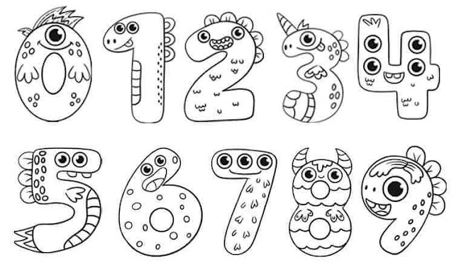 Number coloring pages For Kids