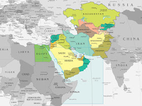 Mapa - Área de jurisdição militar - Estados Unidos no Oriente Médio