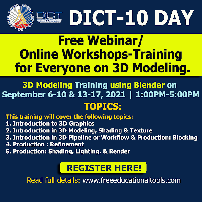 DICT 10-Day Free Workshop-Training on 3D Modelling | September 6-10, 12-17 | REGISTER NOW