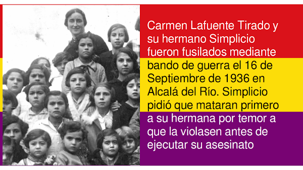 Carmen Lafuente, maestra republicana, elementos franquistas la asesinaron junto a su hermano