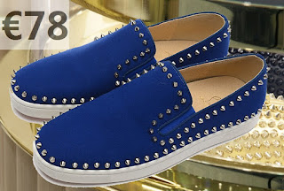 Louboutin cloutées cuir chaussures basses bleu