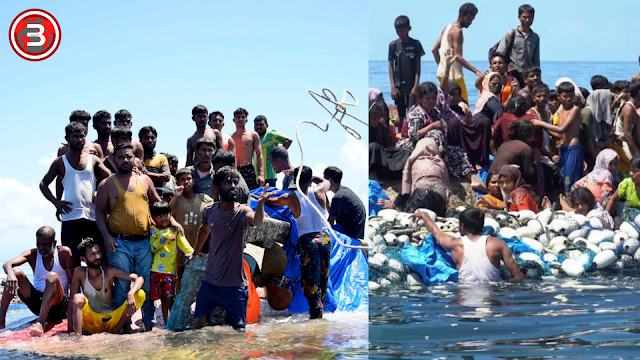 Desperate, dehydrated Rohingyas picked up in dramatic sea rescue, Indonesia picks up dozens of Rohingya refugees in dramatic sea rescue, Indonesian rescue at sea of Rohingya refugees is a reminder of an ordeal that began in Myanmar,