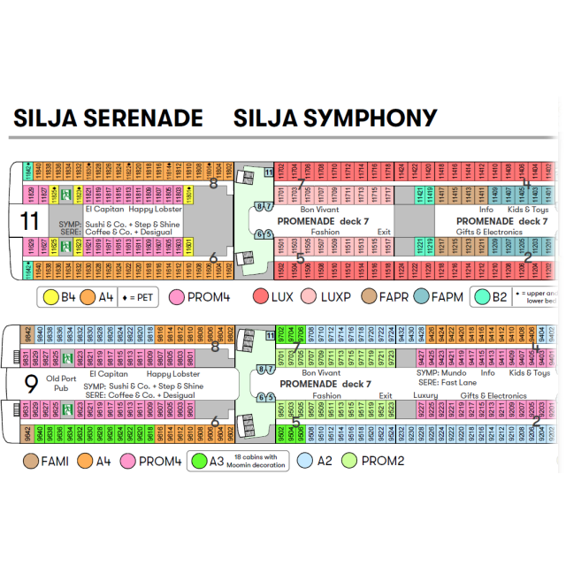 Silja Serenade hyttikartta