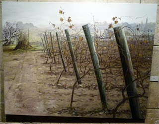 Esguard de Dona - Quadre amb vinyes a la tardor obra de Maria Teresa Baltasar Exposició Entre Vinyes Capella de Sant Joan Vilafranca del Penedès