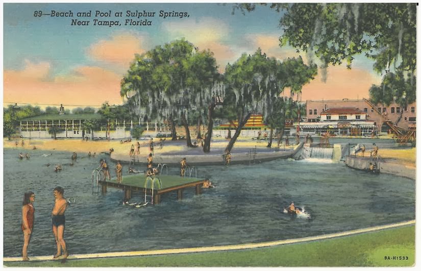 Beach and Pool Sulphur Springs Postcard