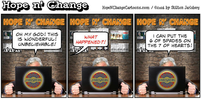 obama, obama jokes, political, humor, cartoon, conservative, hope n' change, hope and change, stilton jarlsberg, solitaire