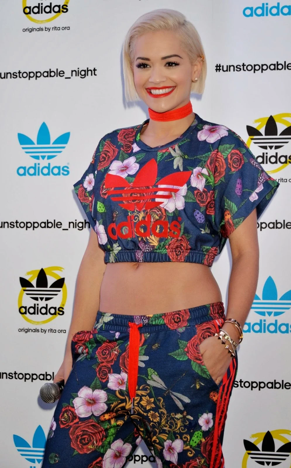 Rita Ora flaunts floral cropped top and trousers at the Adidas Originals x Rita Ora Collection Tokyo launch