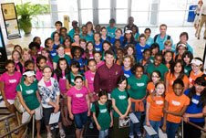 Women in Engineering campers pose with Astronaut Shane Kimbrough on the Georgia Tech campus