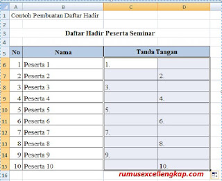 contoh 3 membuat kolom tanda tangan