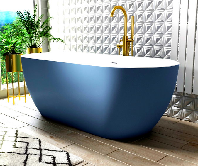 Blue Porcelain Bathtub