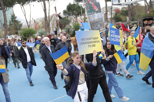 A solidarity march for Ukraine is being held Tirana