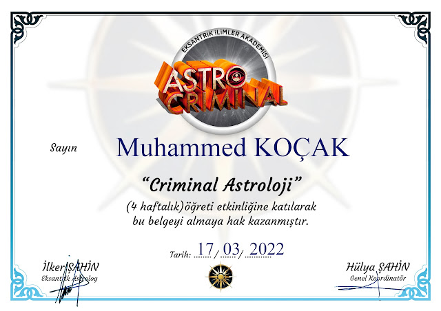 astrologer Muhammet Koçak Criminal astrology education certificate