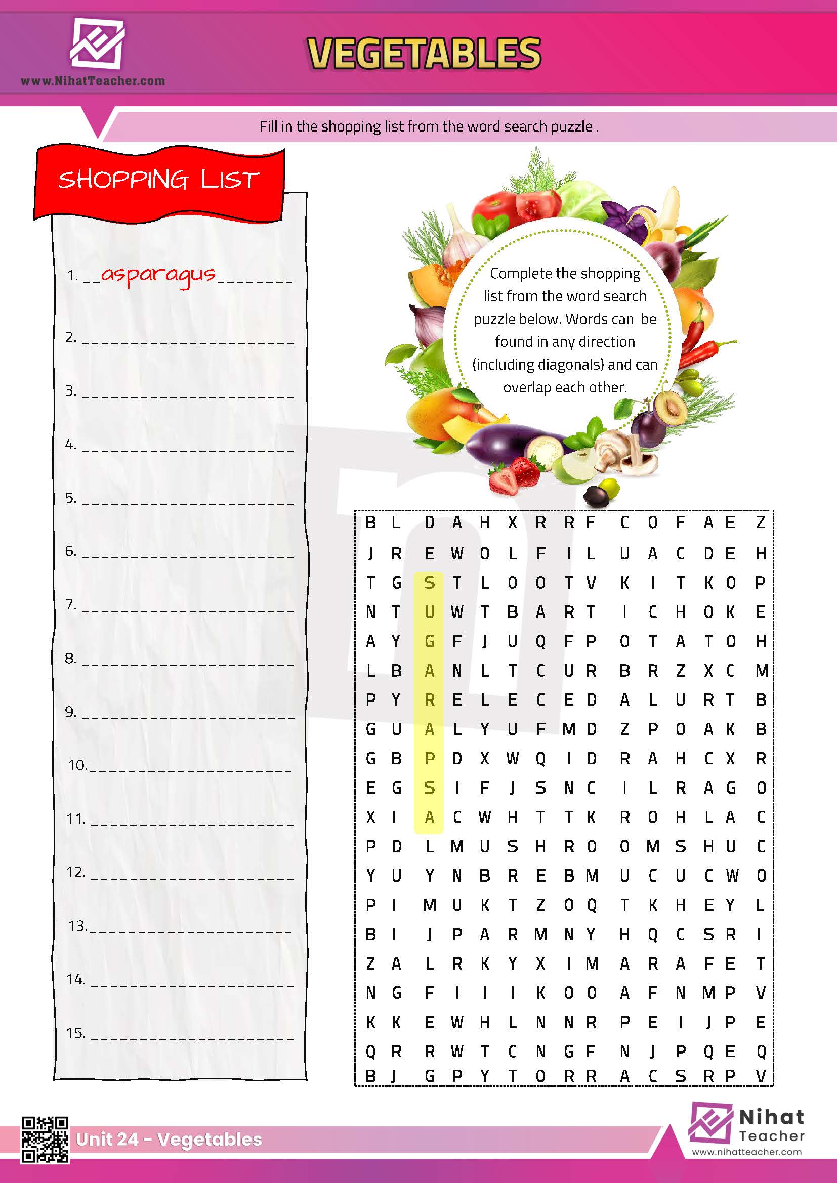 A PDF worksheet about vegetables in English.  A downloadable, print-friendly, PDF worksheet about vegetables in English.  Are tomatoes vegetable or fruit?  Is tomato a vegetable or fruit?  Fun, Print-friendly PDF multiple choice worksheet about vegetables in English.