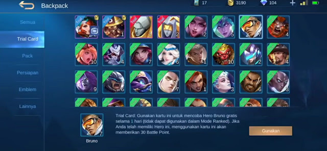 Cara Merubah Hero Trial Mobile Legends Menjadi Permanen