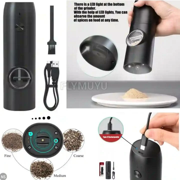 Flymuyu 25W Grinder: Mini USB Rechargeable Pepper Mill and Spice Grinding Device - Gift Ideas
