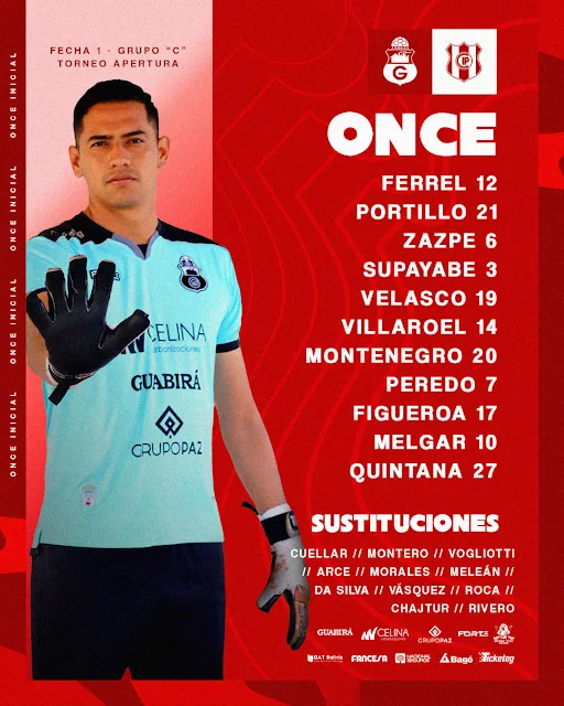 Alineaciones Guabira vs Independiente