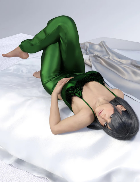 Revolutionize Your 3D Wardrobe: dForce X-Fashion Lace Details PJ Set for Genesis 9