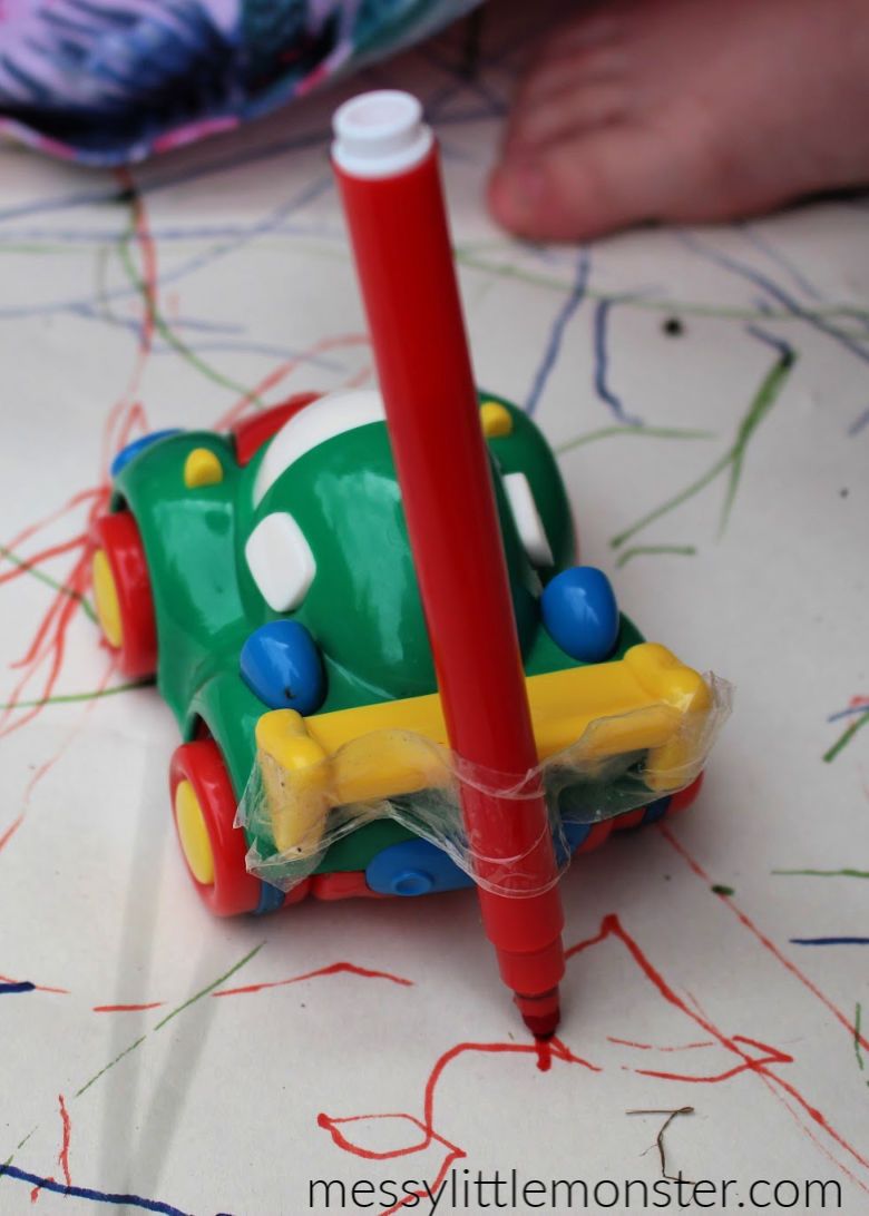 Drawing with cars - transportation activity for toddlers and preschoolers