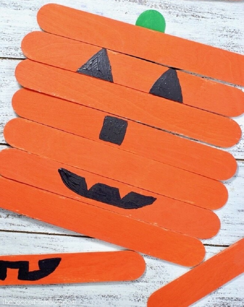 pumpkin popsicle stick face craft