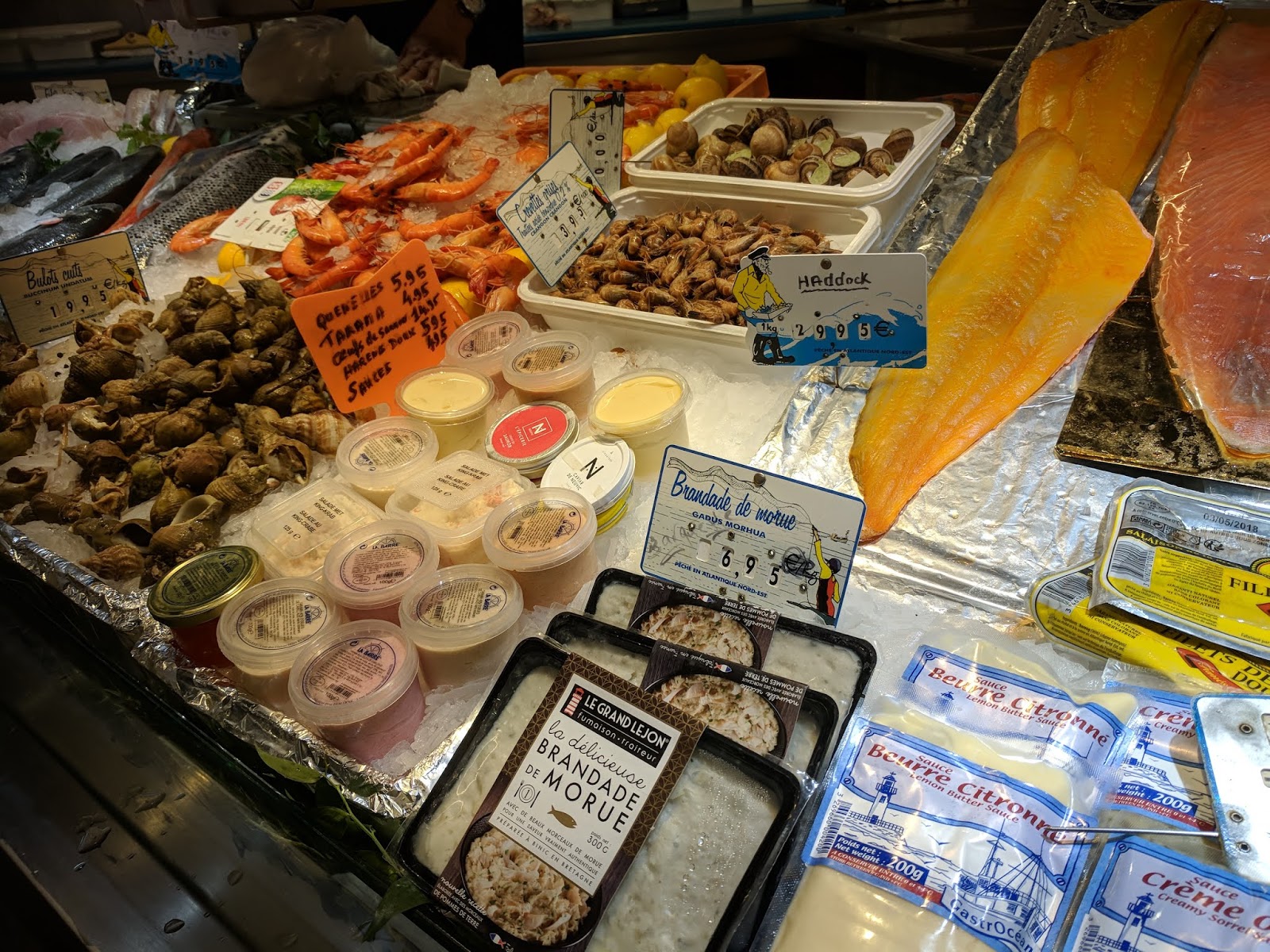 Seafood at the Saint Germain Market, Paris, France