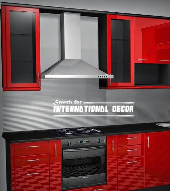 Correct the kitchen hood, red and black kitchen