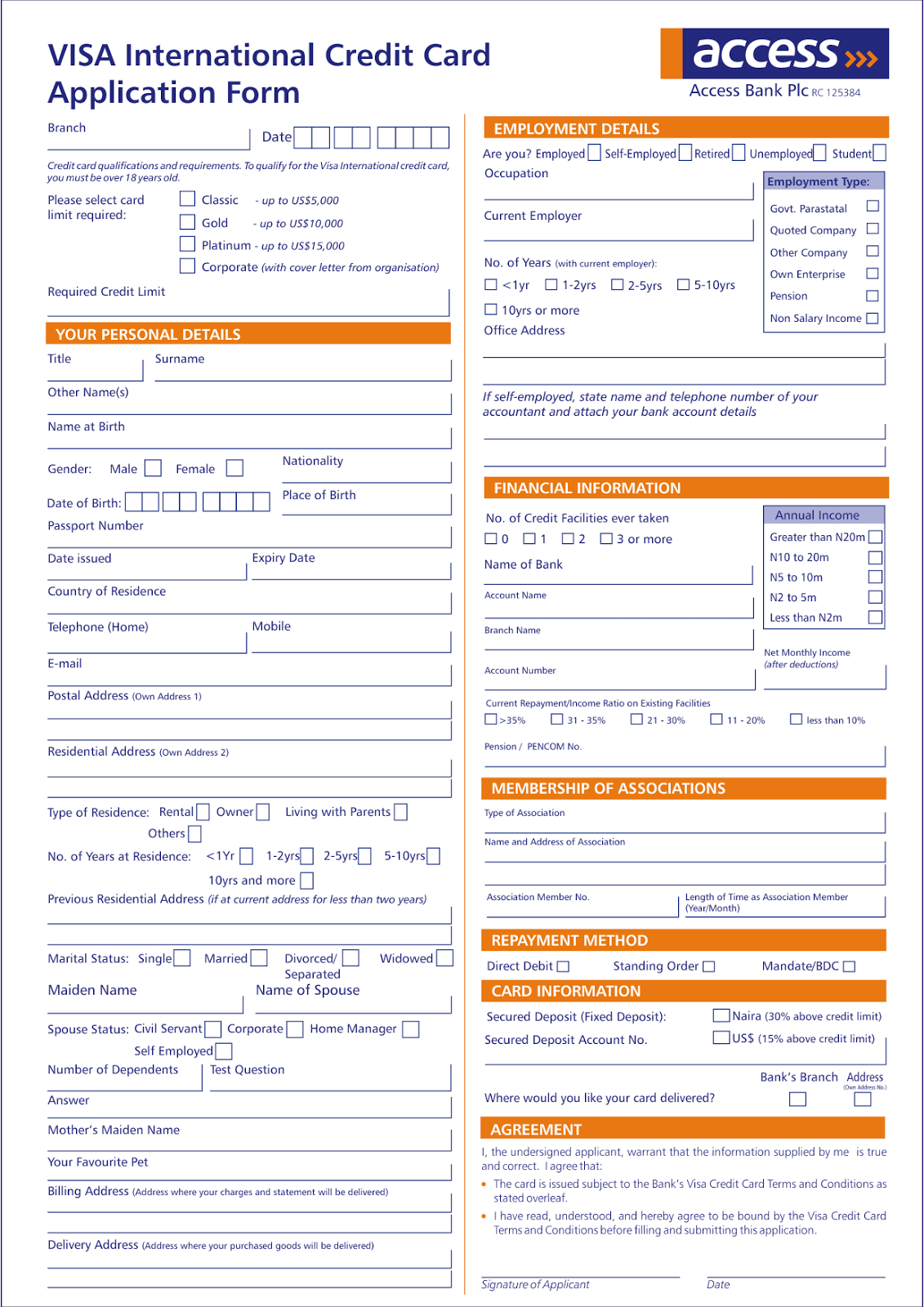 Visa Credit Card Application Form in 2013 | What News 2 Day...???