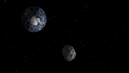 ilustração de um asteroide próximo à Terra