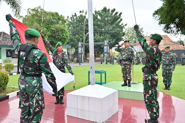 Kodim 0726/Sukoharjo Gelar Upacara Bendera Hari Kesadaran Nasional tanggal 17