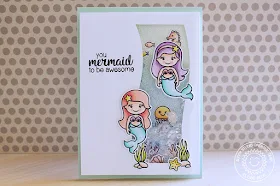 Sunny Studio Stamps: Magical Mermaids Ocean Shaker Card with Eloise Blue