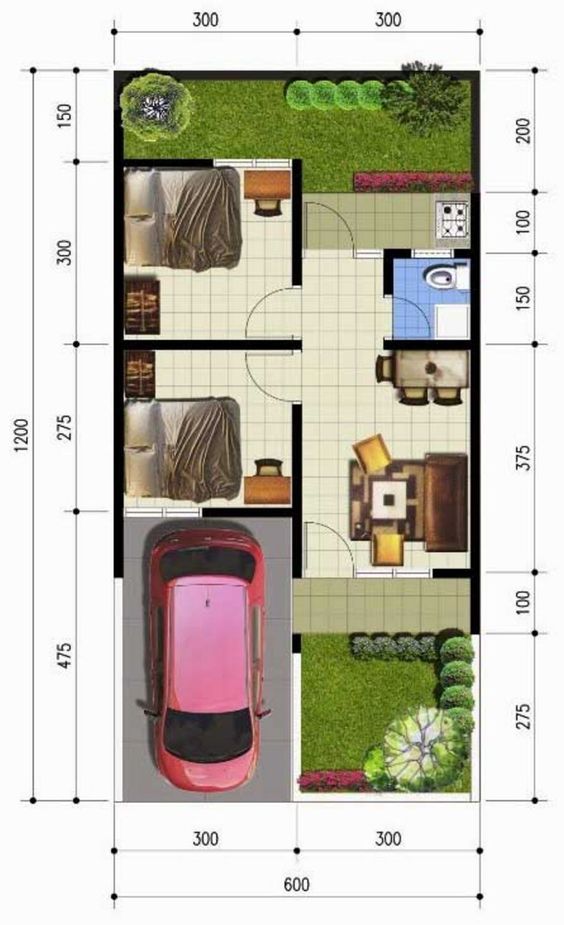 Koleksi Denah Rumah  Minimalis  Ukuran  6x12  meter