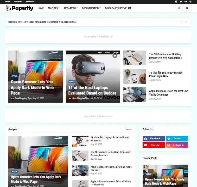 Paperify Blogger Template Foodify Blogger Template