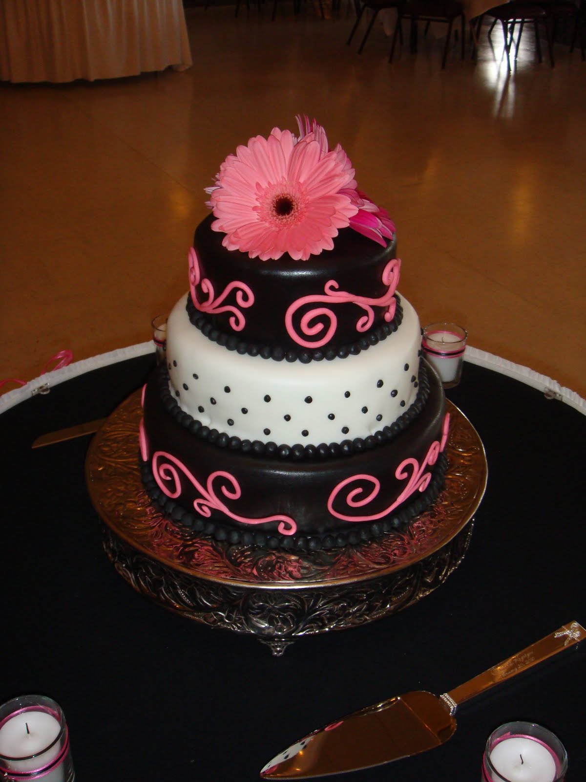 Pink and Black Wedding Cake