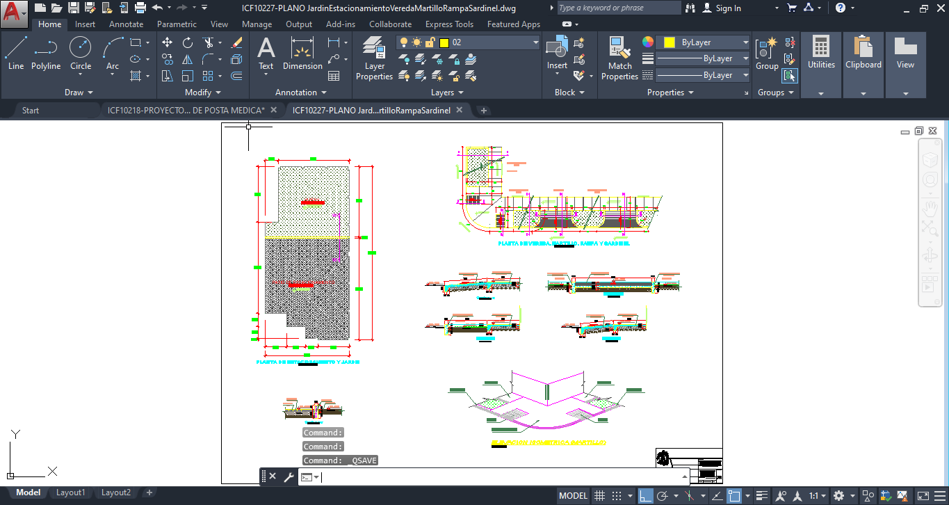 Plano Detalle de Vereda, Martillo, Rampa y Sardinel (DWG)