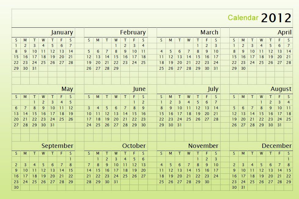 Kalender Tahun 2012  Berita Nasional