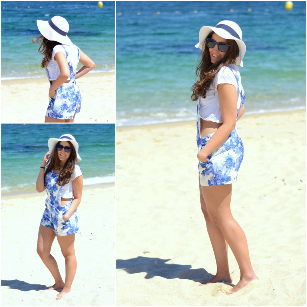 beach look, look de playa, pamela, overall, peto de flores