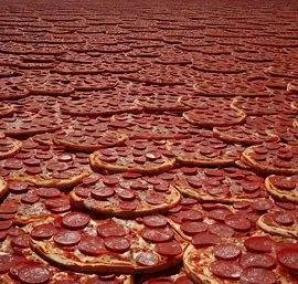 Thousands of pepperoni pizzas.