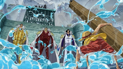 Luffy berhadapan dengan 3 Admiral Laksamana