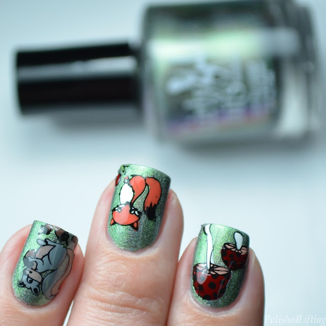 forest animal nail art