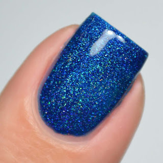 azure blue holographic nail polish