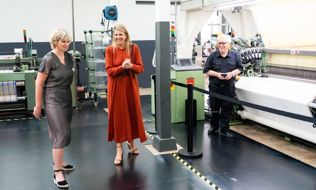 Queen Maxima wore a new long knit cardigan and knit midi dress by Zara. Queen spent her day at an embroidery class