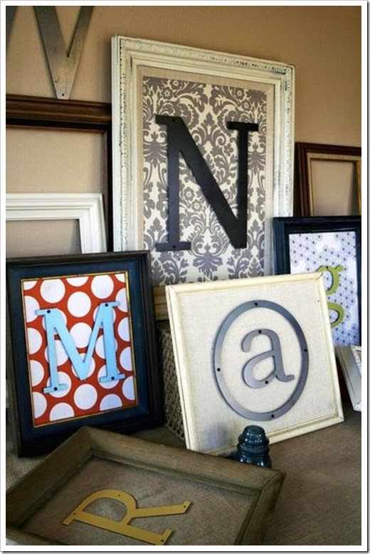 framed painted wood letters