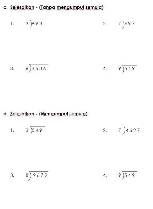 Latihan - Bahagi (6)  MATEMATIK KSSR TAHUN 3