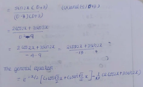 solve(D^2+D+1)y=sin2x
