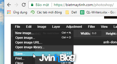 Cách lưu hình trong Photoshop online