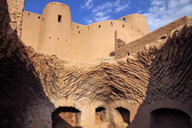 The towers and arcs of Birjand castle.