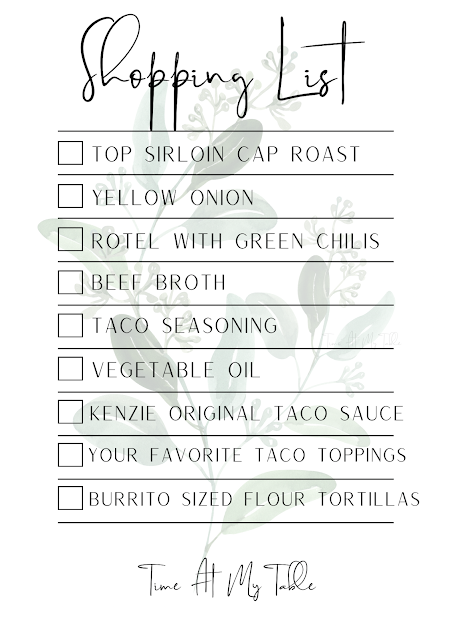 food list of ingredients to get for burritos