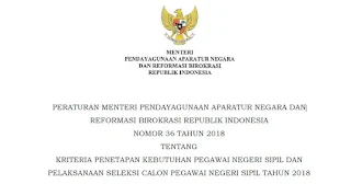 PERMENPAN Nomor 36 Tahun 2018