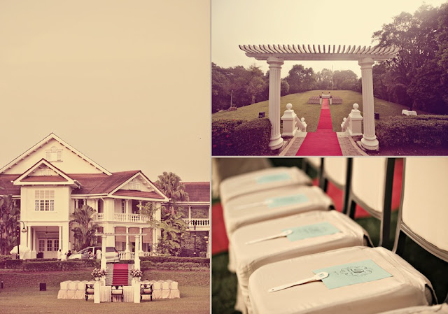 photos of chairs arranged for the wedding, the carcosa stately mansion